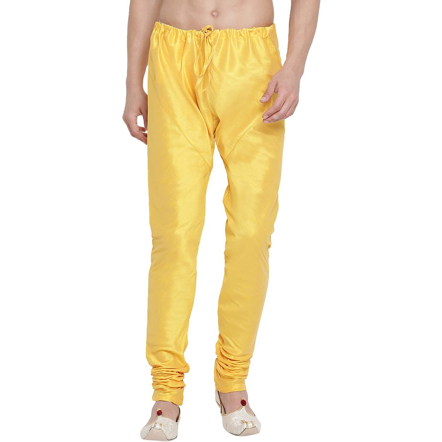 VASTRAMAY Men Cotton Churidar Pyjama Pants (VASMPMD_36 Colour Gold Size 36)