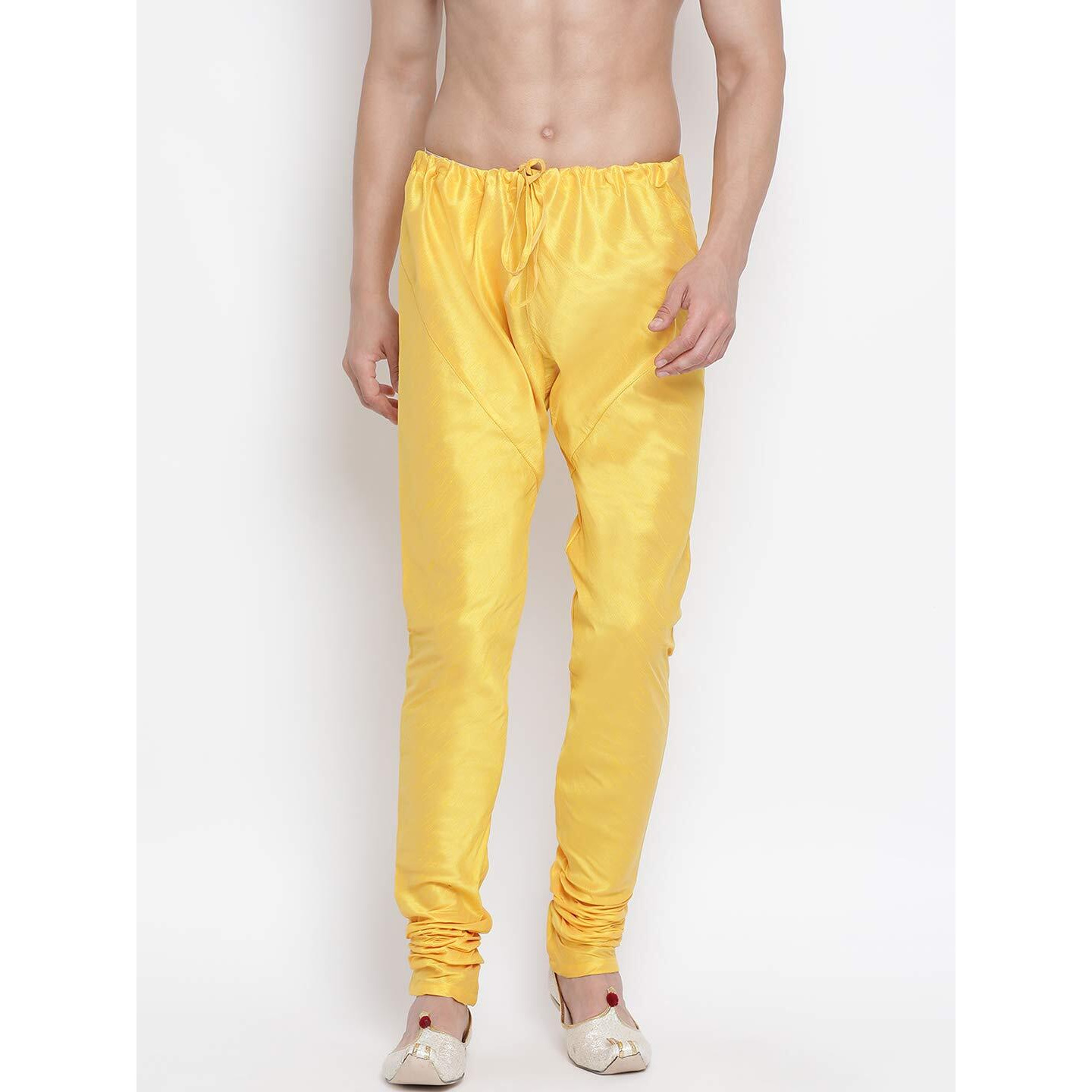 VASTRAMAY Men Cotton Churidar Pyjama Pants (VASMPMD_36 Colour Gold Size 36)