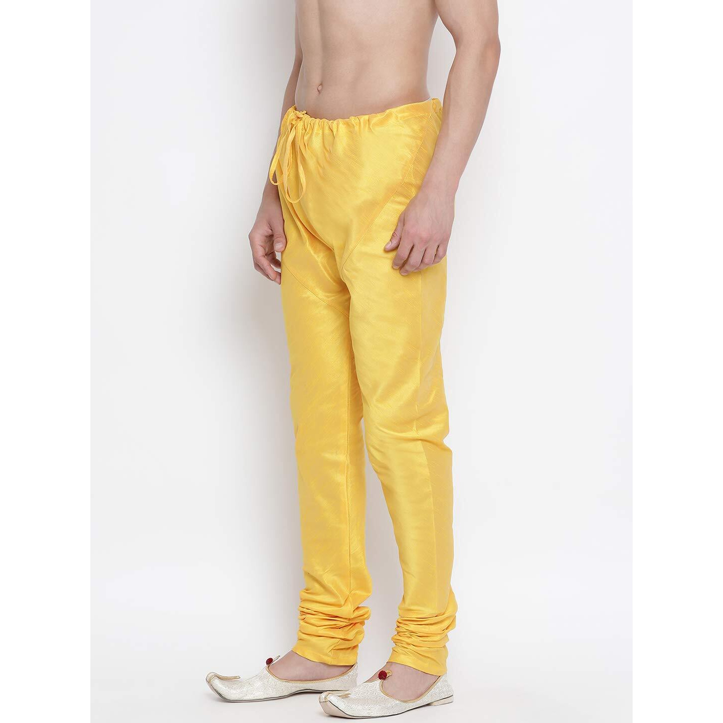 VASTRAMAY Men Cotton Churidar Pyjama Pants (VASMPMD_36 Colour Gold Size 36)