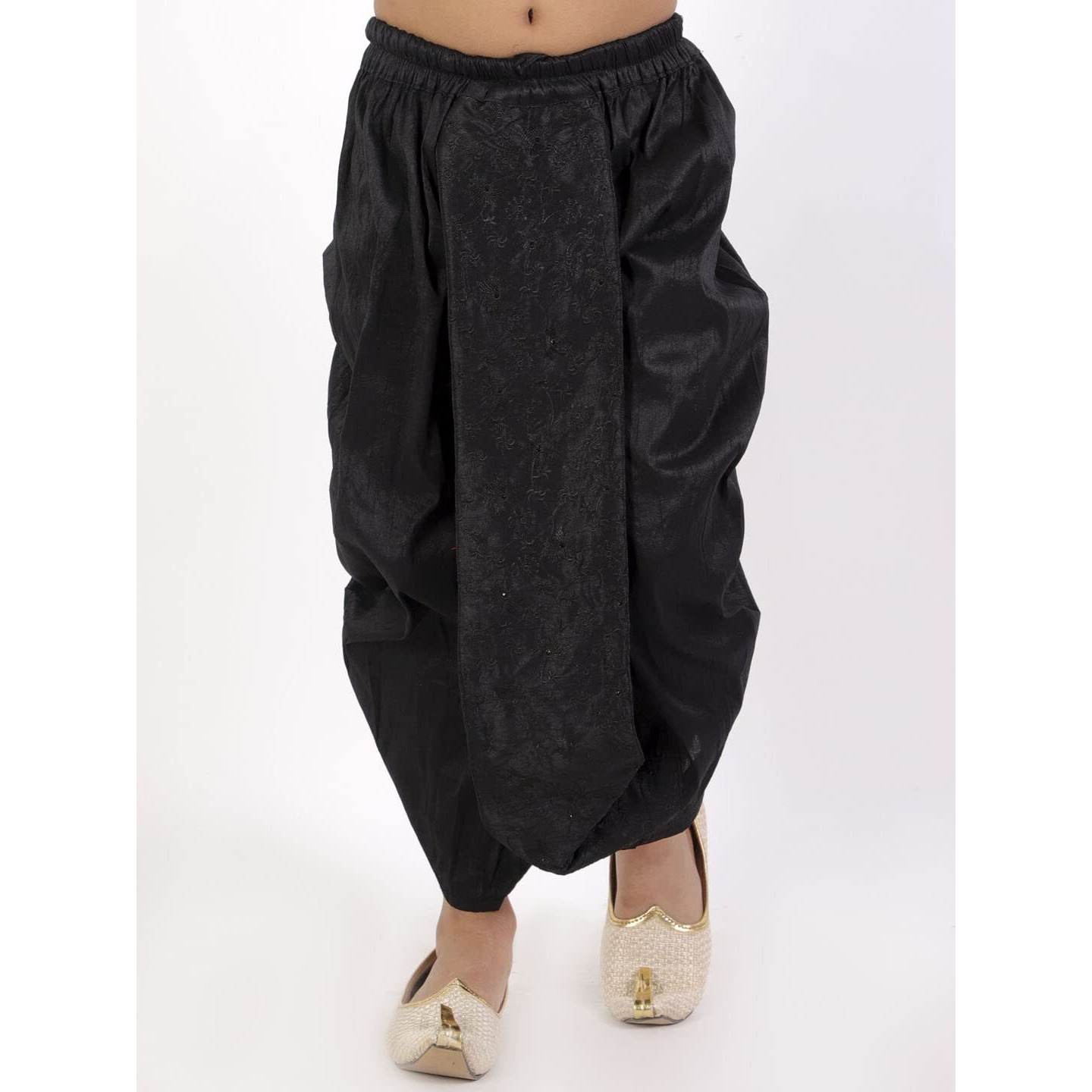 VASTRAMAY Boys' Black Traditional Embroidered Dhoti_VASBDT008BL_24
