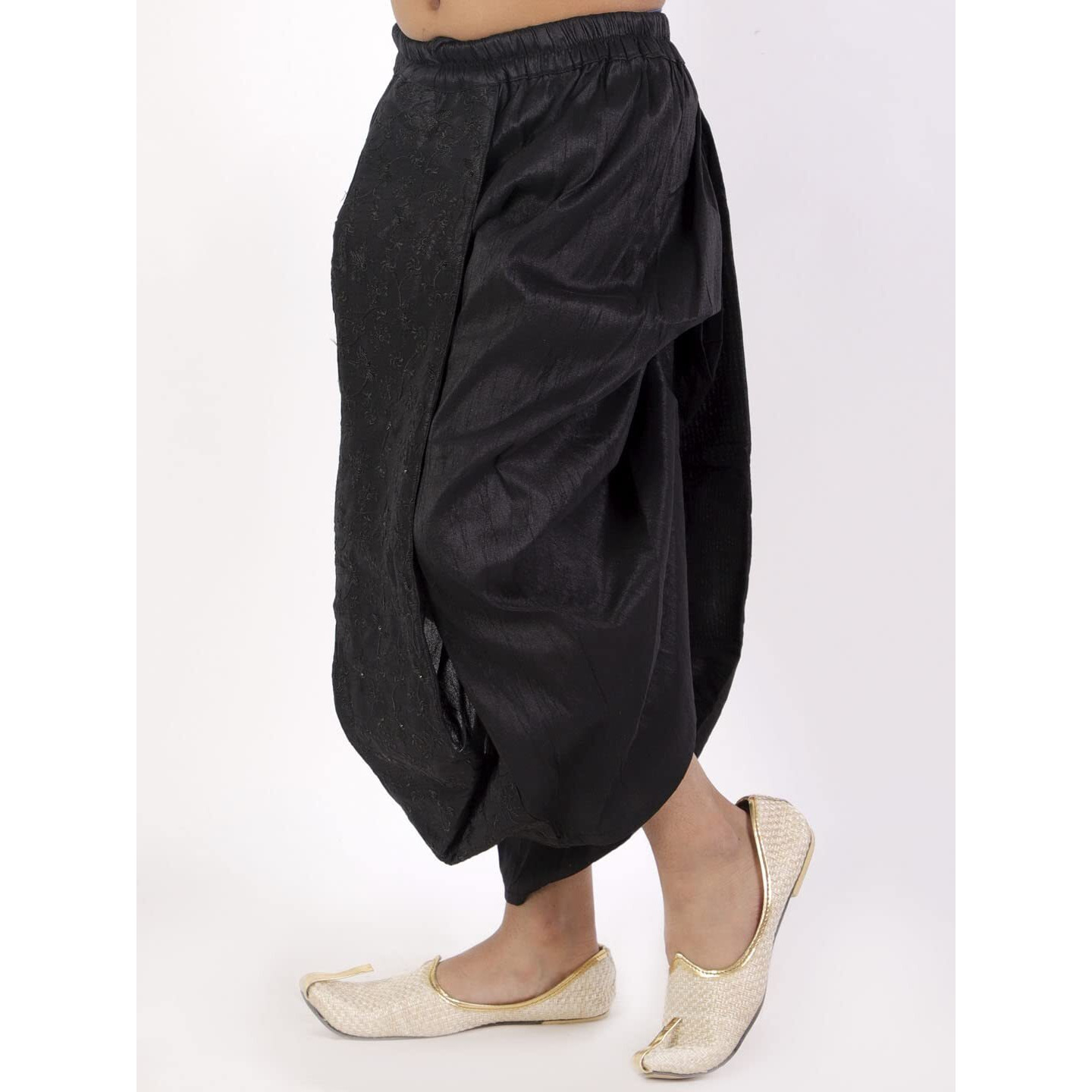 VASTRAMAY Boys' Black Traditional Embroidered Dhoti_VASBDT008BL_24