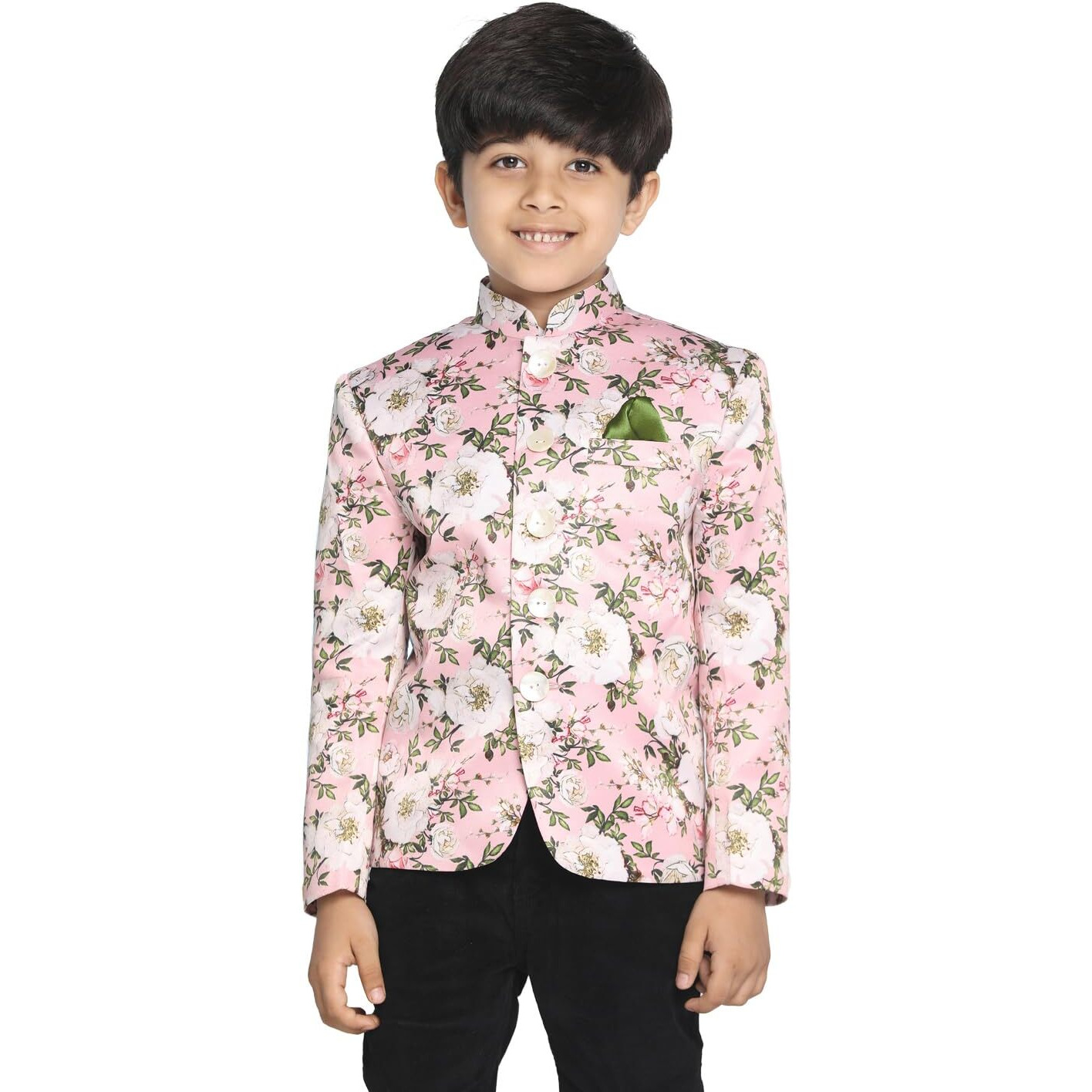 VASTRAMAY Boys' Multicolor-Base-Pink Printed Jodhpuri_VASBJP002PN_32