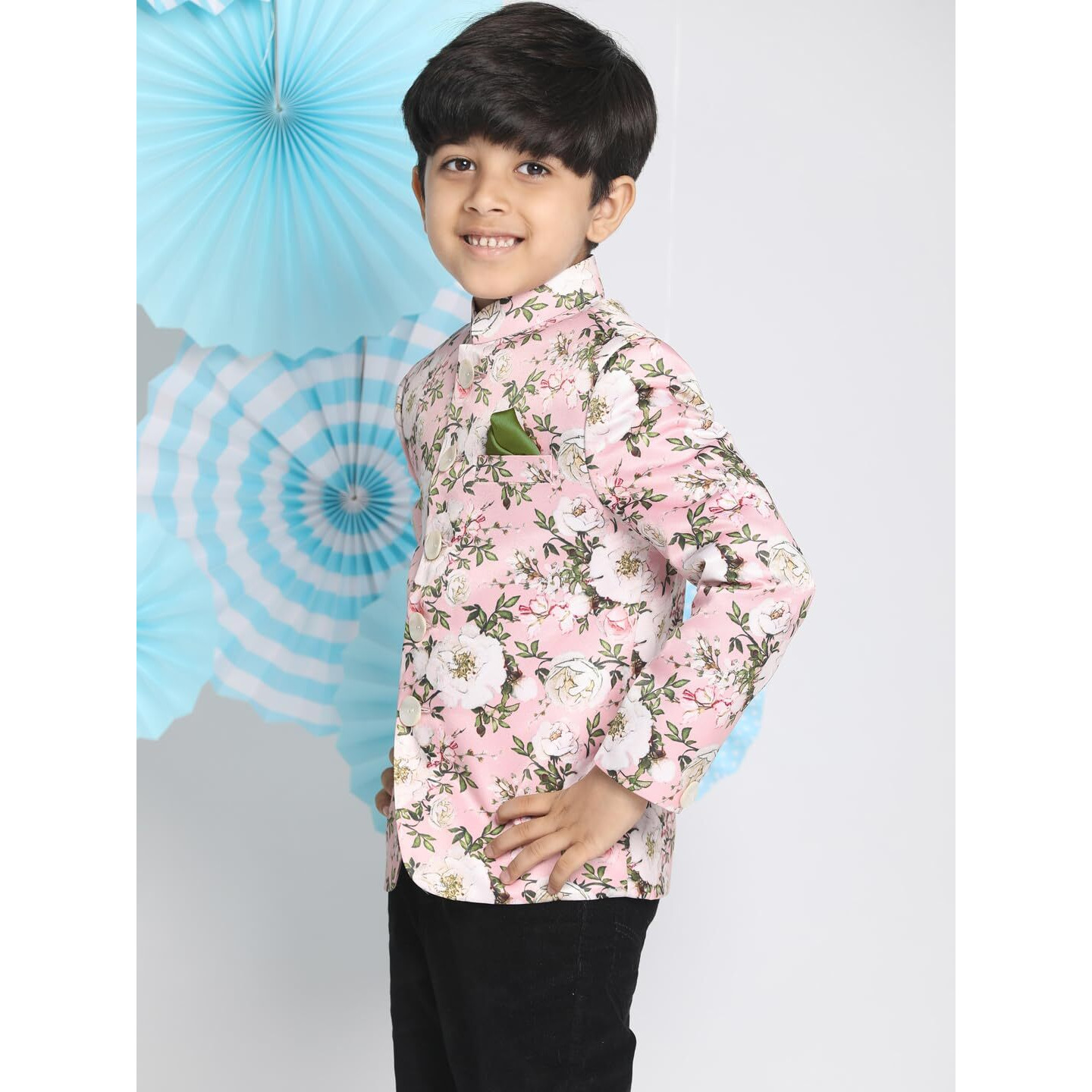 VASTRAMAY Boys' Multicolor-Base-Pink Printed Jodhpuri_VASBJP002PN_32