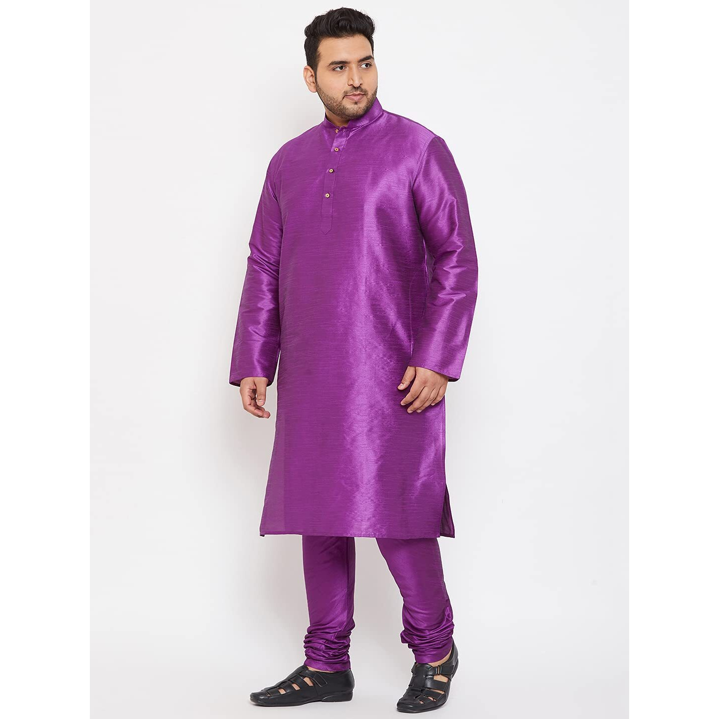 VASTRAMAY Plus Size Men's Silk Blend Kurta Set-New Purple