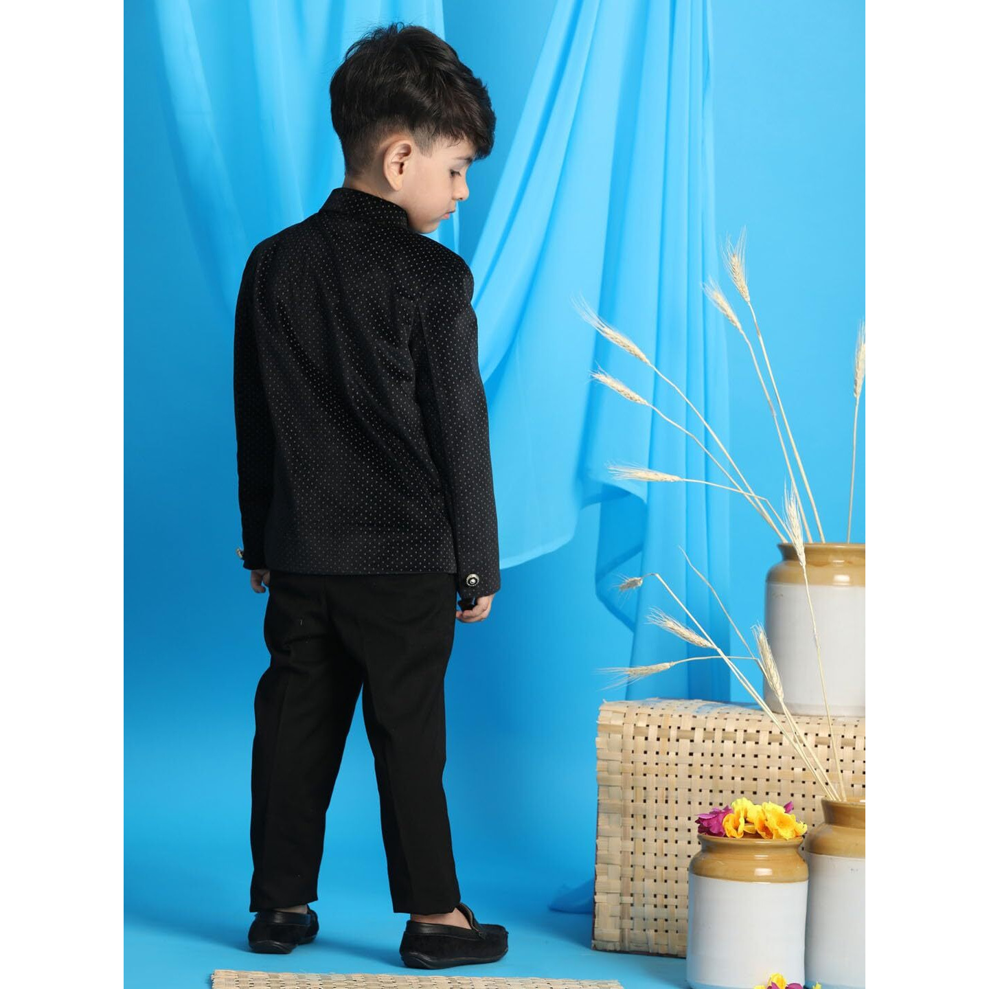 VASTRAMAY Boys' Black Polka Dot Pattern Jodhpuri_VASBJP014BL_20
