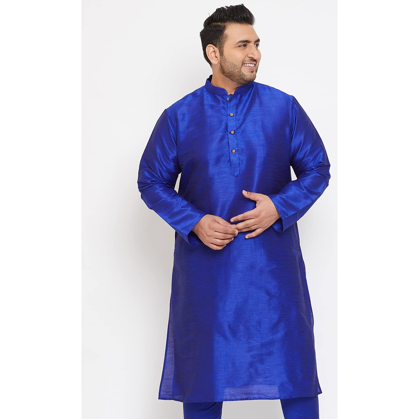 VASTRAMAY Plus Men's Blue Silk Blend Kurta (VPLUSMK001BU_54)