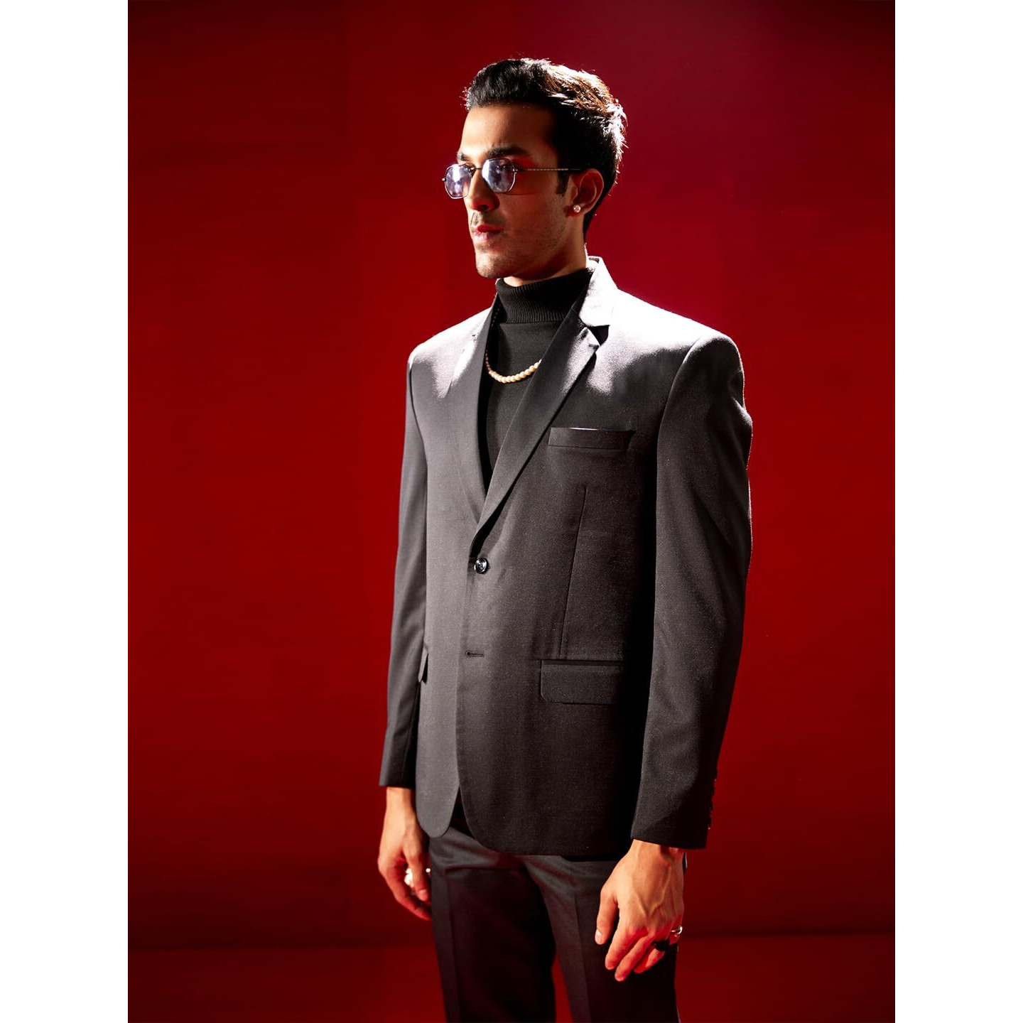 VASTRAMAY Men's Black Solid Formal Blazer - L_VASMCT030BL_40