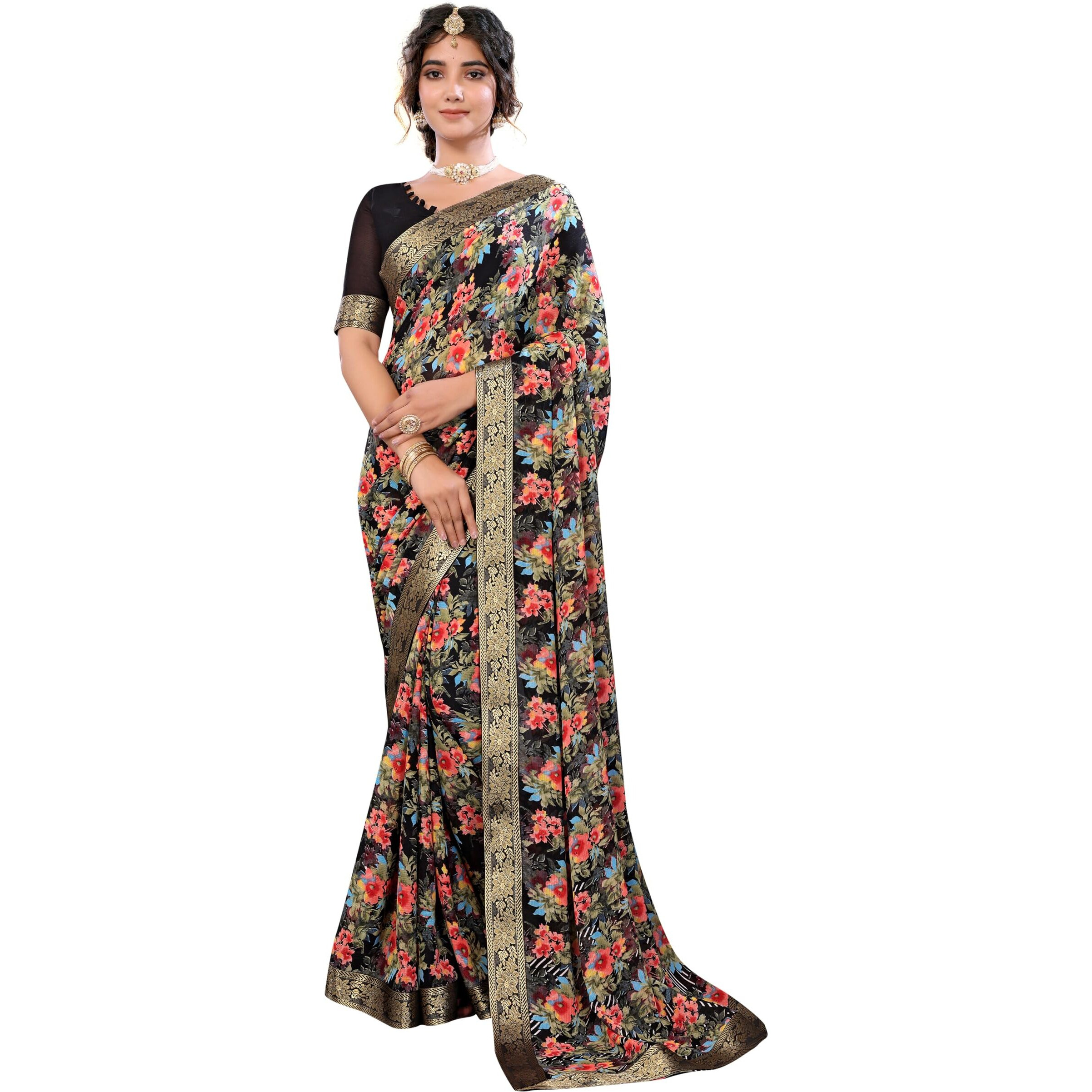 Yashika Women's Woven Latest Georgette Saree with Lace and Blouse Material (AZ-YS-P1-ROMITA-Parent_Brown)