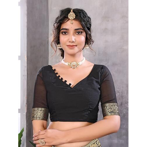 Yashika Women's Woven Latest Georgette Saree with Lace and Blouse Material (AZ-YS-P1-ROMITA-Parent_Brown)