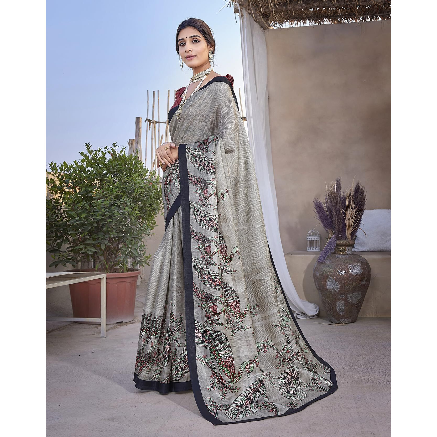 Yashika Women's Art Silk Saree Elegant Printed Design with Blouse Material for a Trendy Look (AZ-YS-P1-MELISHA BLACK)