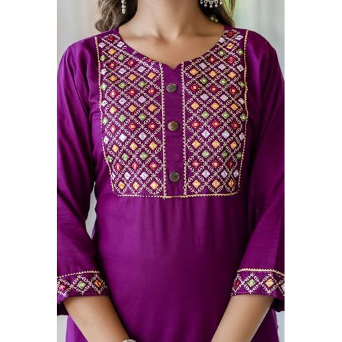 Yashika Women's Reyon Regular Kurta Set in Solid Maroon Color Pure Rayon Fabric with Pant and Dupatta (AZ-YS-P1-KS2151-S