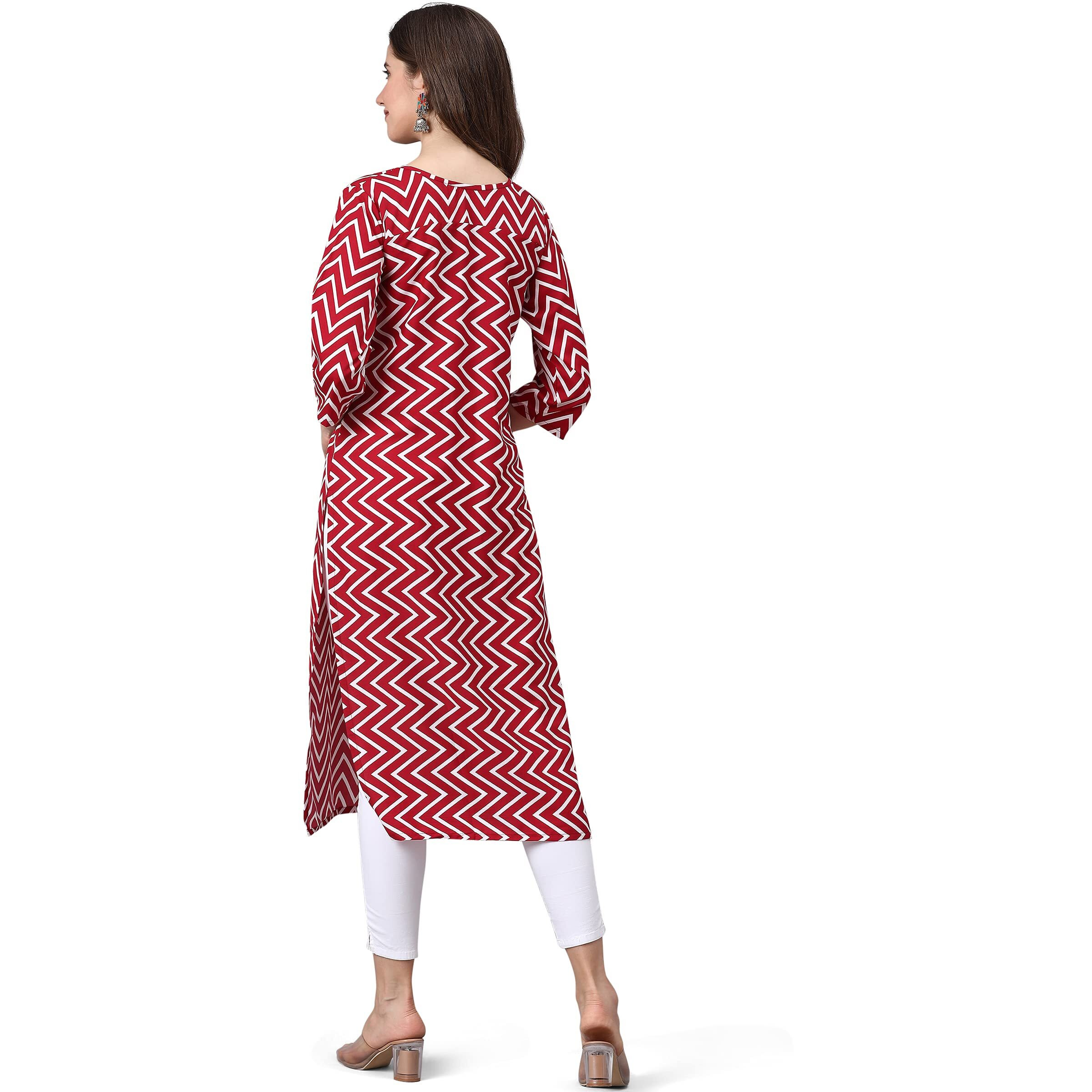 Yashika Women's Crepe Printed Maroon Color Straight Kurta/Kurti (YS-K1021-S_0)