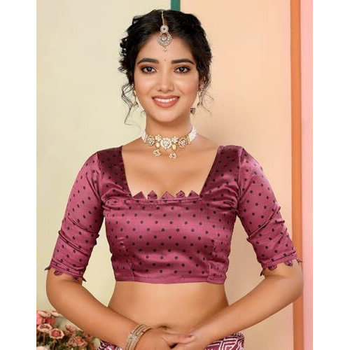 Yashika Women's Jaal Art Silk Printed with Tassels Unstitched Blouse Material Stylish Party Casual Wear Traditional Trendy Saree (AZ-YS-P1-RUPSA-Parent_Purple)