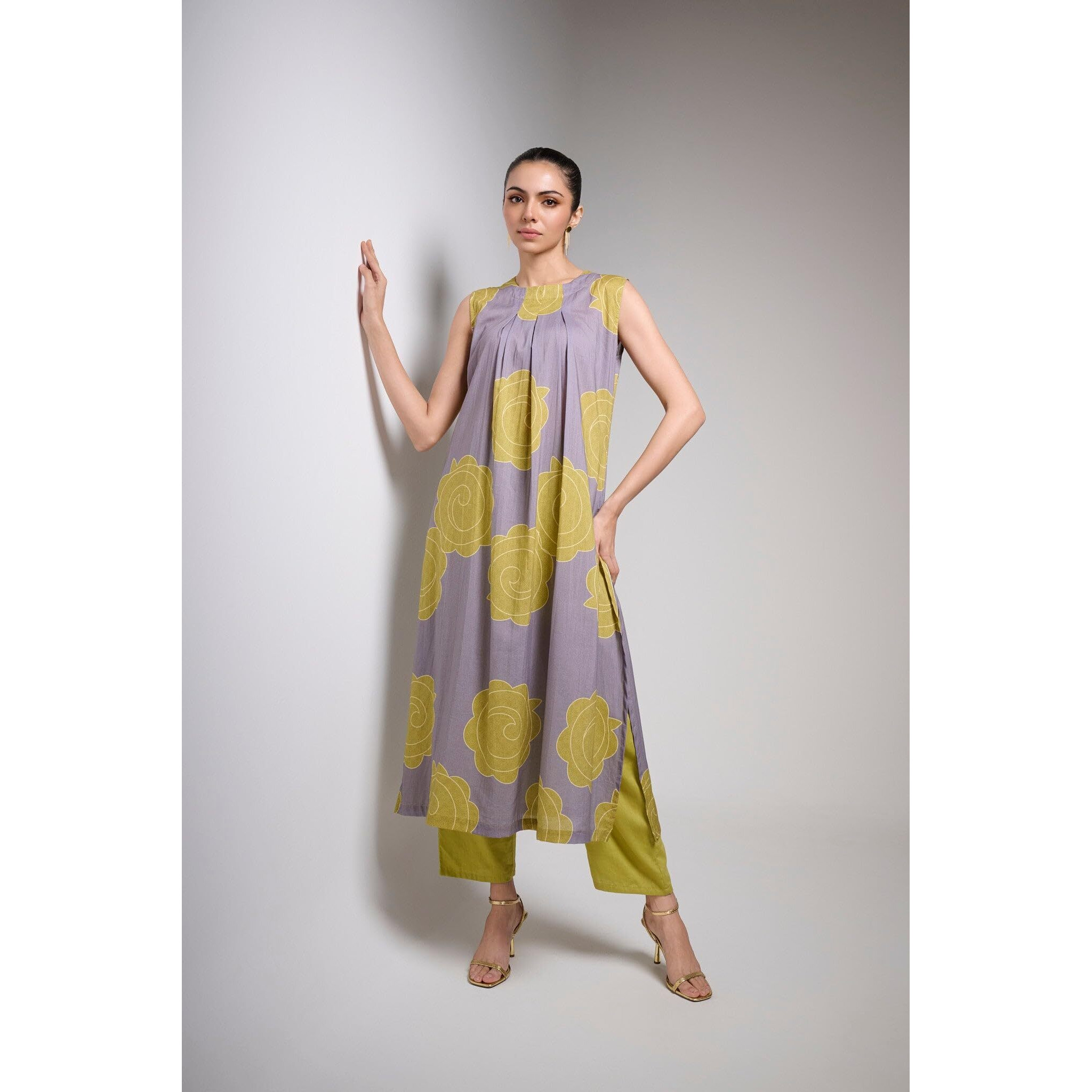 ANNI DESIGNER Women's Rayon Viscose Straight Printed Kurta with Pant (Himcity Purple_L_Purple_Large)