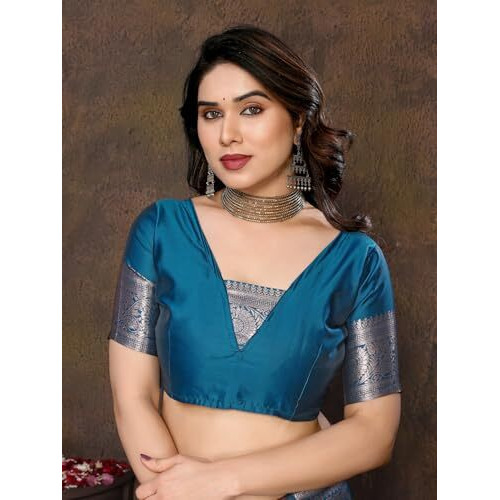 Yashika Women's Banarasi Kanjivaram Cotton Silk Saree with Unstitched Blouse Material (AZ-YS-P1-SULOCHNA RAMA)