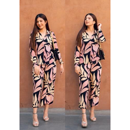 ANNI DESIGNER Women's Cotton Blend Printed Ethnic Co-ord Set (Badima Black_4XL_Black_XXXX-Large)