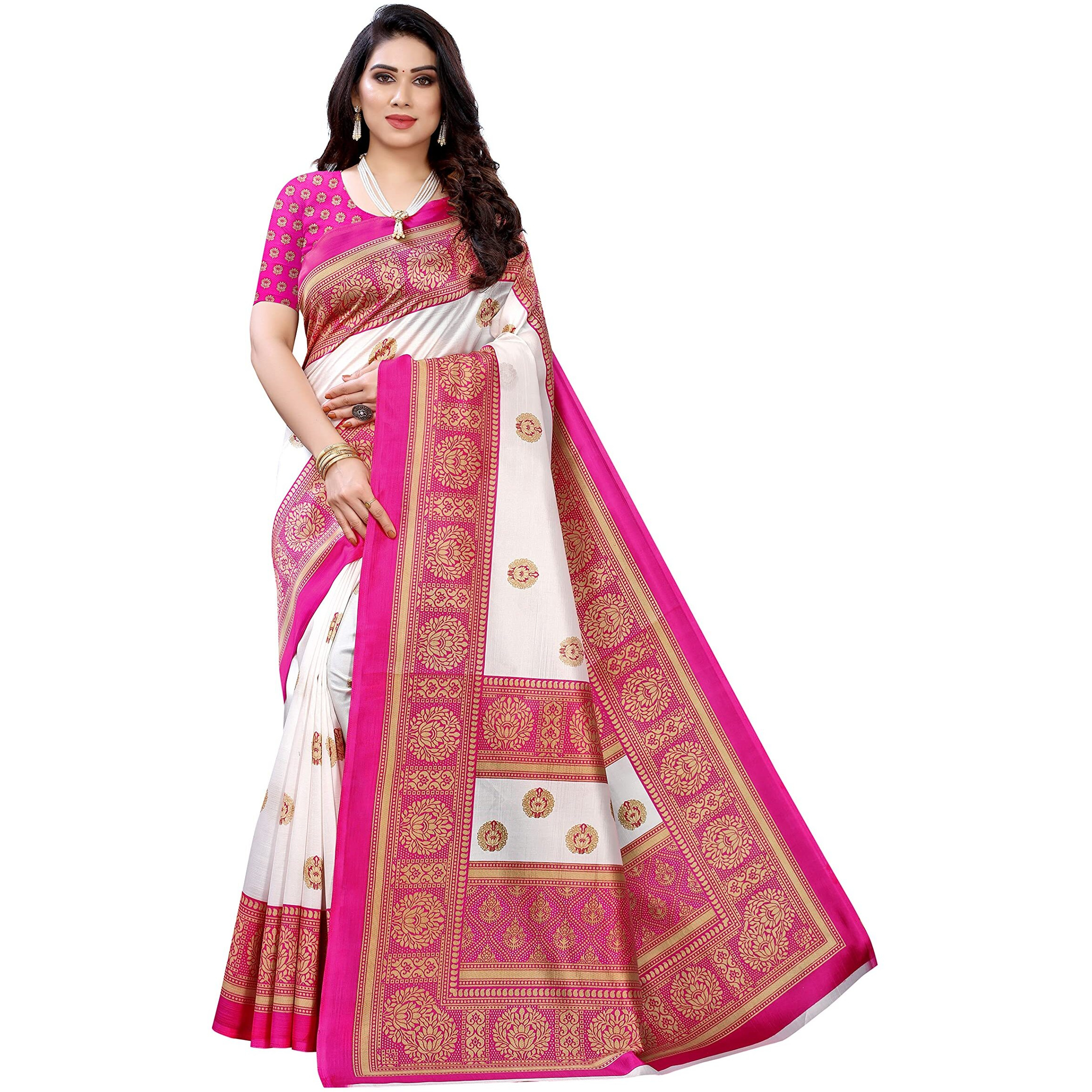 Yashika Women's Art Silk Sarees (AAMRAPALI Pink