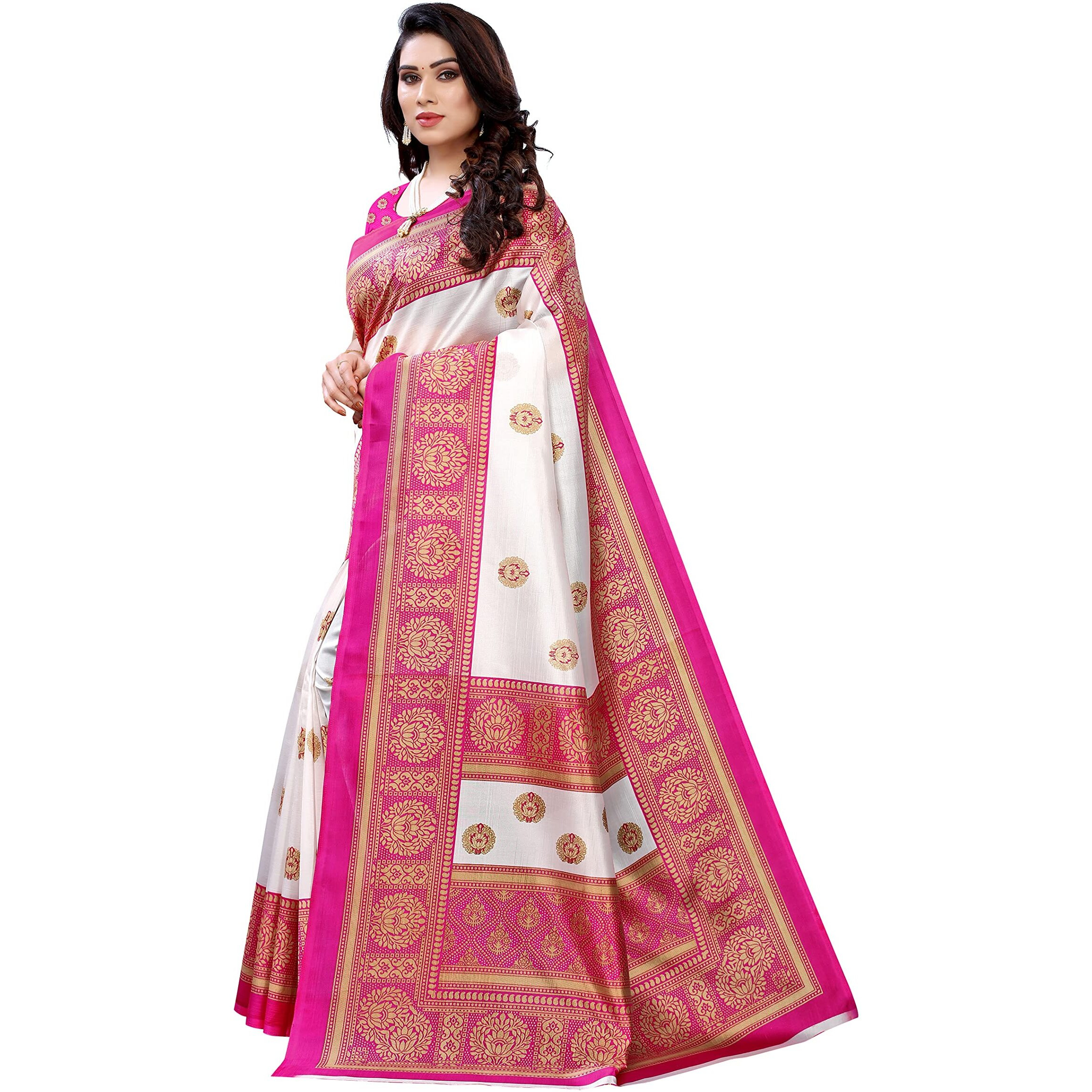 Yashika Women's Art Silk Sarees (AAMRAPALI Pink