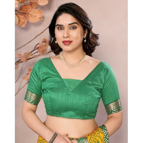 Yashika Women's Printed Georgette Saree With Lace Border and Unstitched Blouse Material (AZ-YS-P1-GOMTI YELLOW)