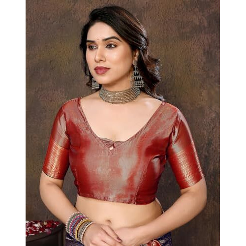 Yashika Women's Banarasi Kanjivaram Art Silk Saree with Blouse Material (AZ-YS-P1-YUKTI NAVY)