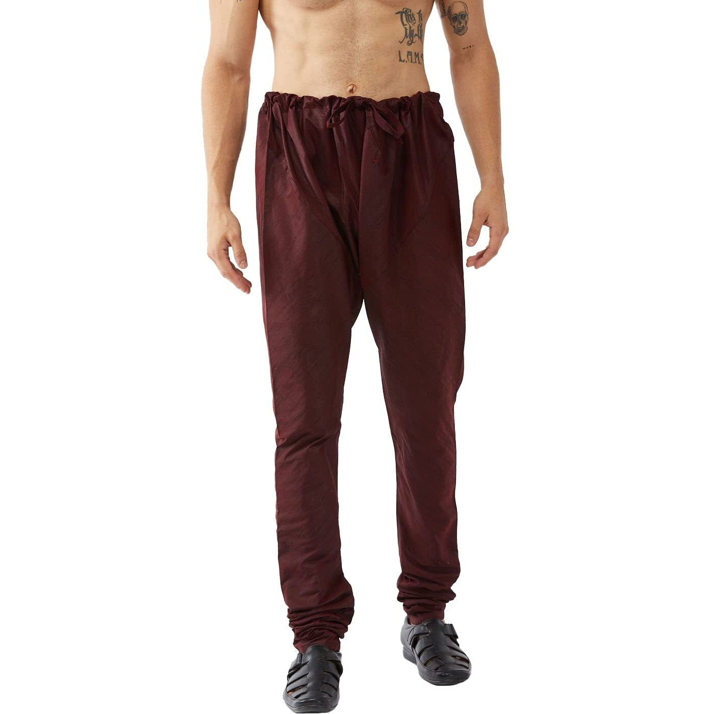 VASTRAMAY Men's Wine Silk Blend Pyjama-VASMPWN_36
