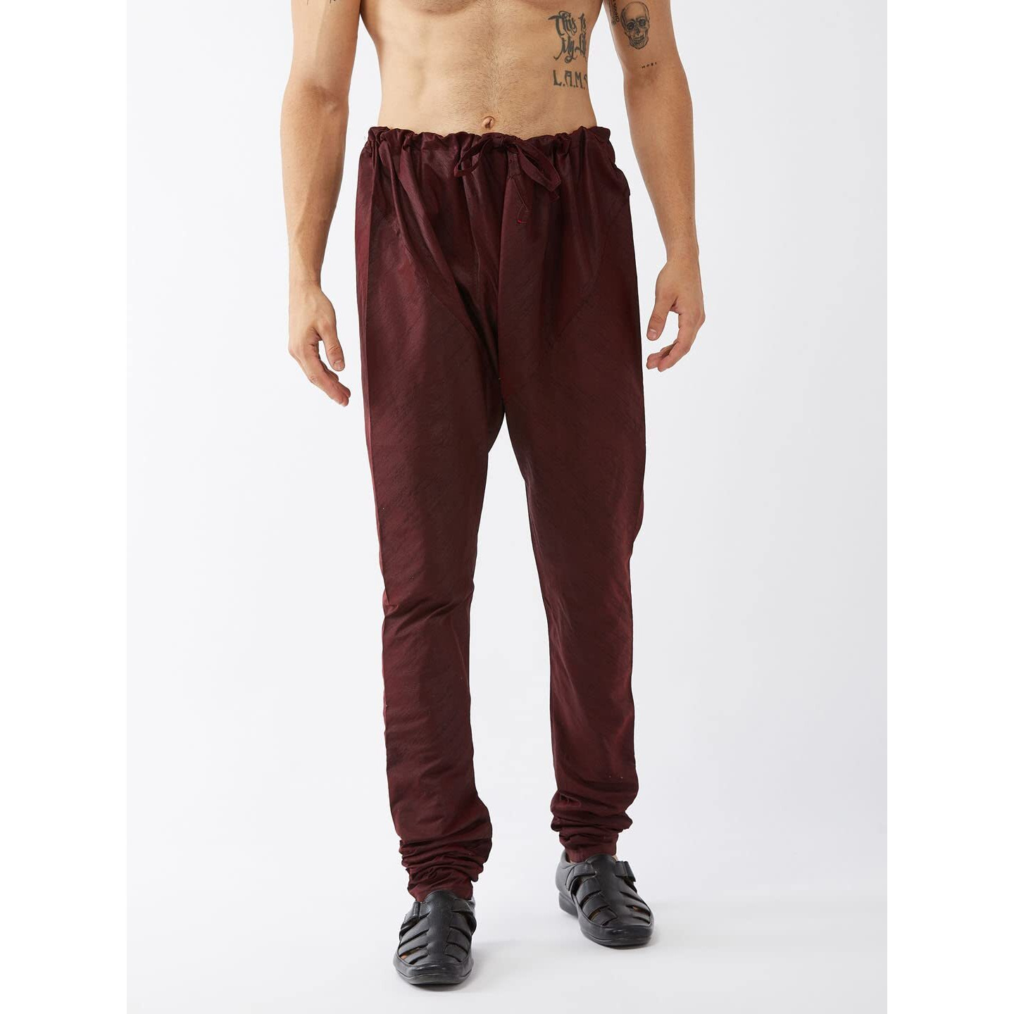 VASTRAMAY Men's Wine Silk Blend Pyjama-VASMPWN_36