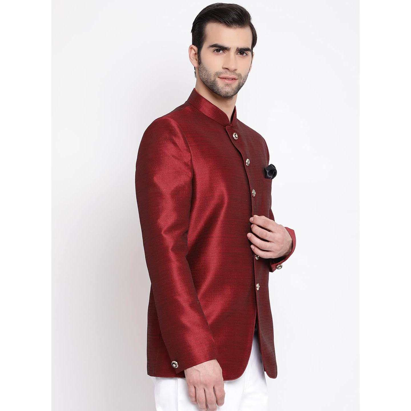 VASTRAMAY Men's Maroon Silk Blend Jodhpuri