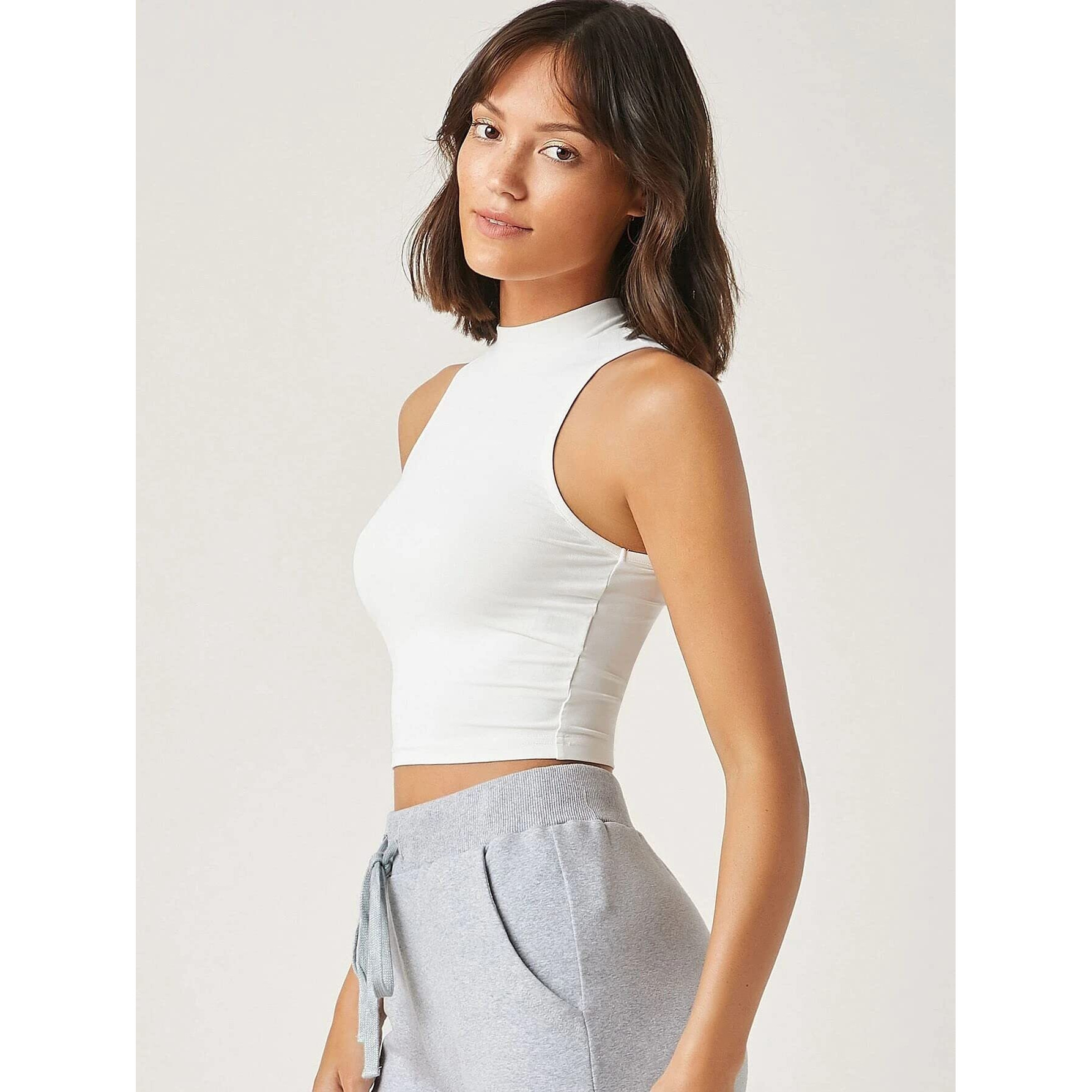 Wedani Women's Soild Tank Top (Large, White)