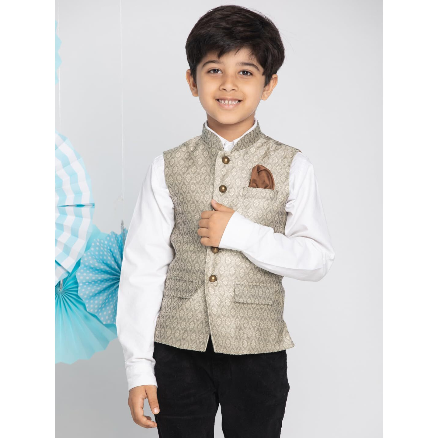 VASTRAMAY Boys' Beige Nehru Jacket_VASBJ105BG_36