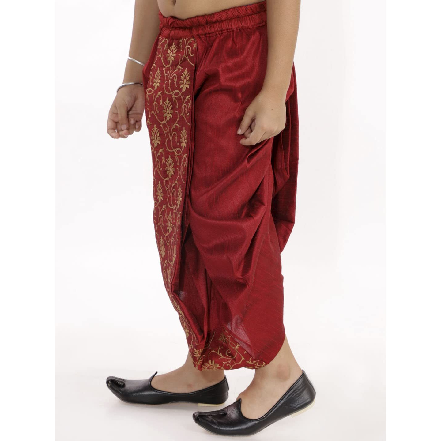 VASTRAMAY Boys' Maroon Traditional Embroidered Dhoti_VASBDT006MA_24