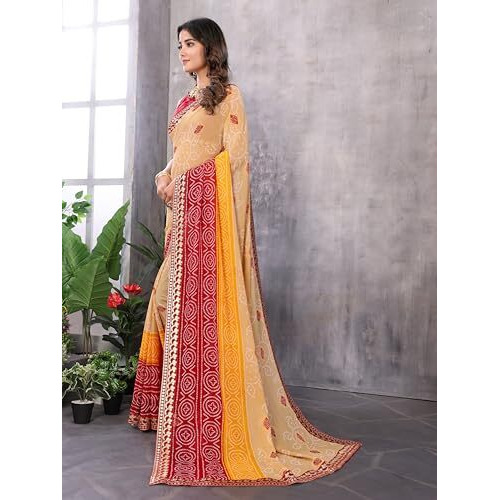 Yashika Women's Woven Latest Georgette Saree with Lace and Blouse Material (AZ-YS-P3-AACHAL-KORAM-Parent-NEW_Chiku Maroon)