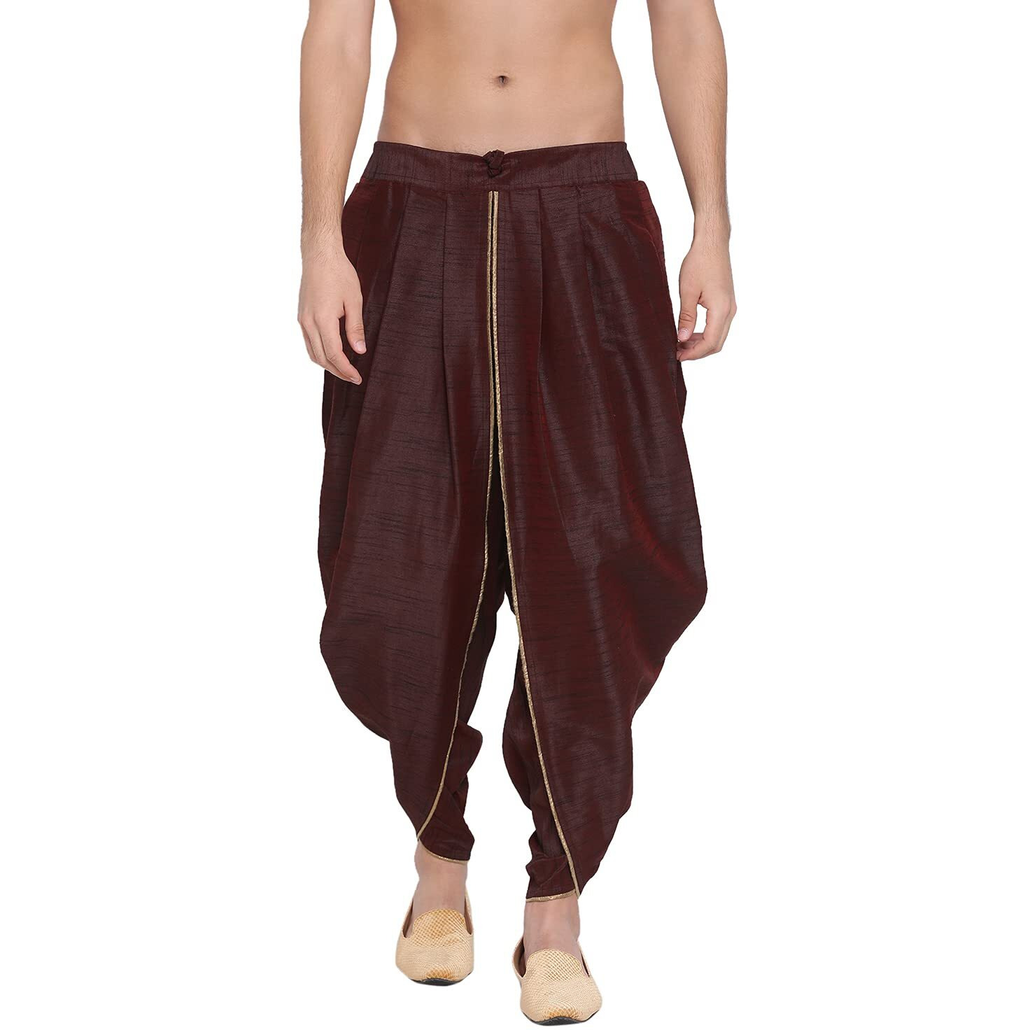 VASTRAMAY Men's Dhoti (VASMRD001WN_Free Size_Light Brown)