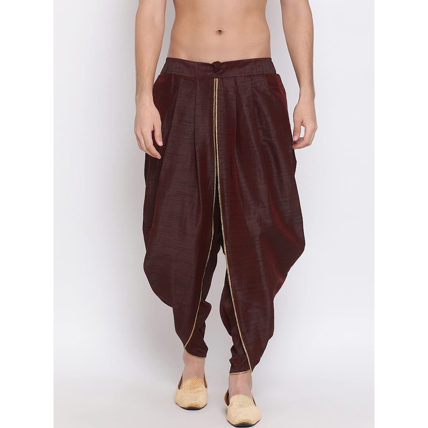VASTRAMAY Men's Dhoti (VASMRD001WN_Free Size_Light Brown)