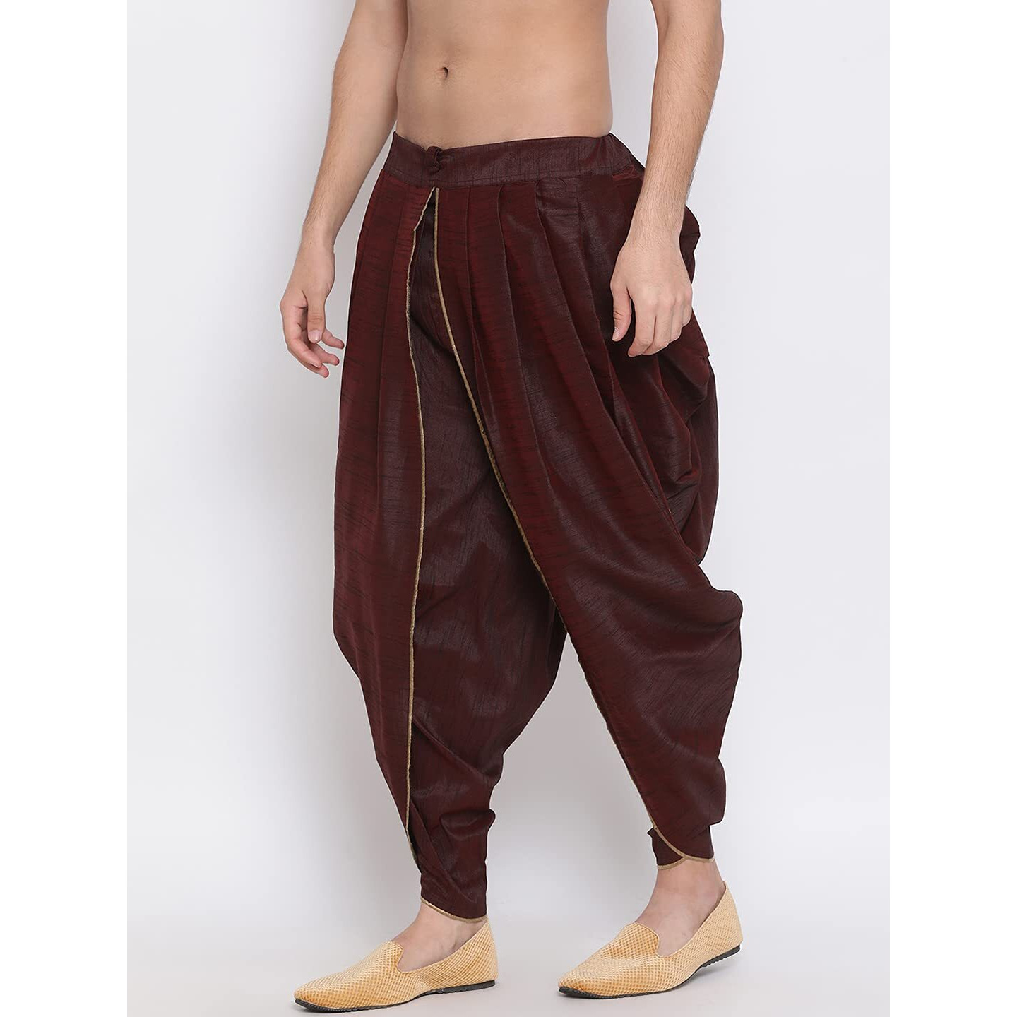 VASTRAMAY Men's Dhoti (VASMRD001WN_Free Size_Light Brown)
