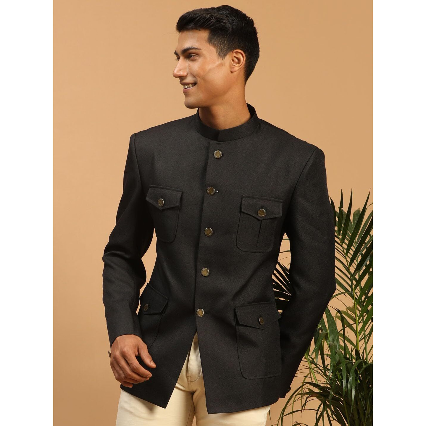 VASTRAMAY Men's Black Silk Blend Jodhpuri_VASMJP029BL_36