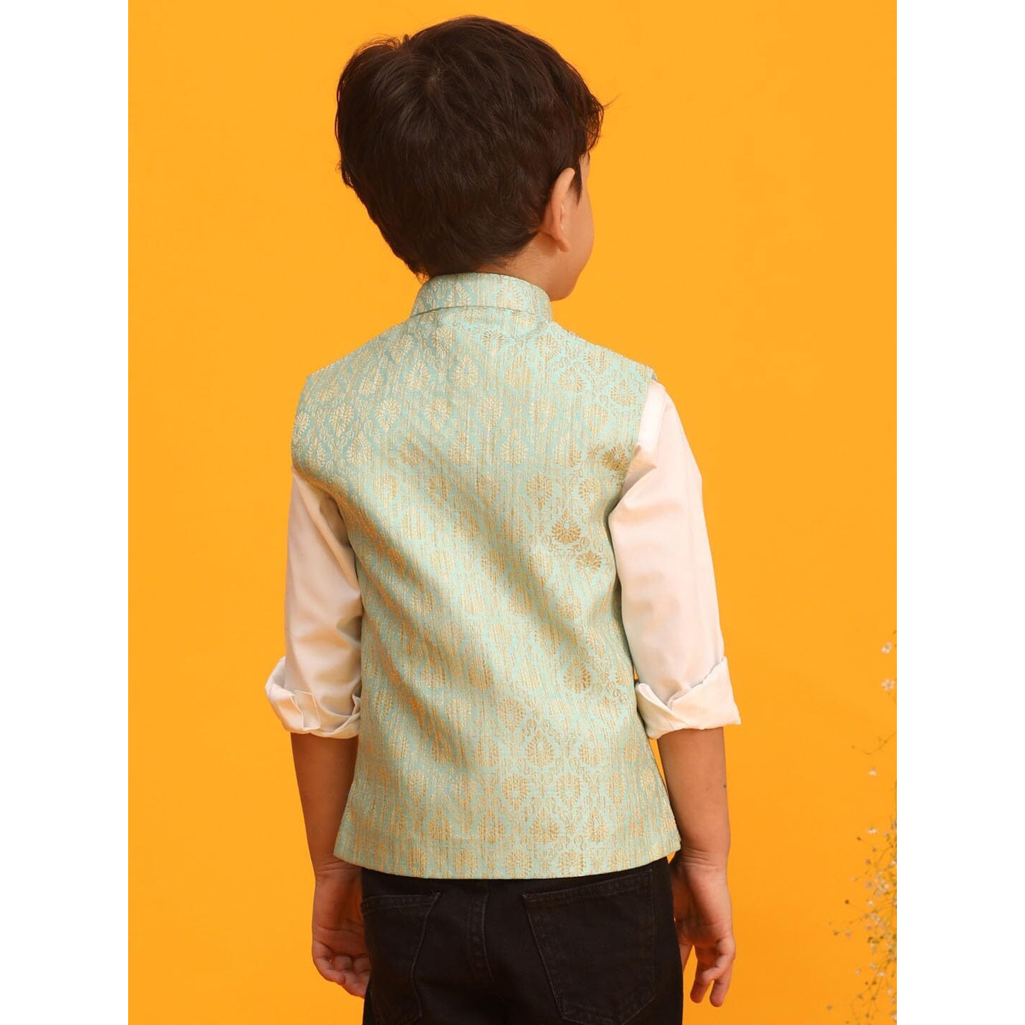VASTRAMAY Boys' Green Nehru Jacket_VASBJ073GN_28