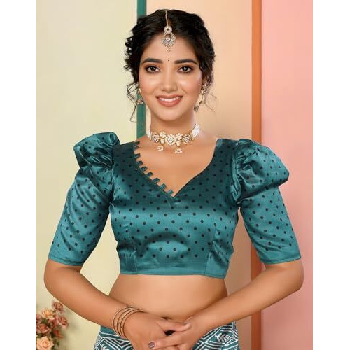Yashika Women's Art Silk Printed with Tassels Unstitched Blouse Material Stylish Party Casual Wear Traditional Trendy Saree (AZ-YS-P1-RUPSA-Parent_Rama)
