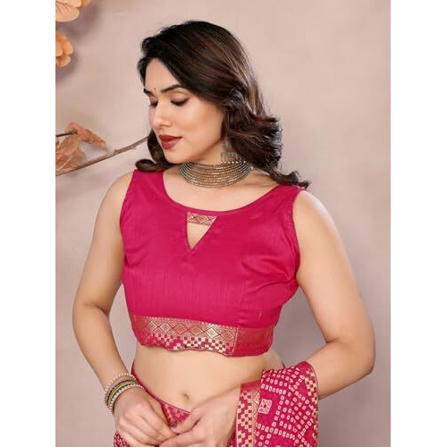 Yashika Women's Printed Georgette Saree With Lace Border and Unstitched Blouse Material (AZ-YS-P1-GOMTI PINK)