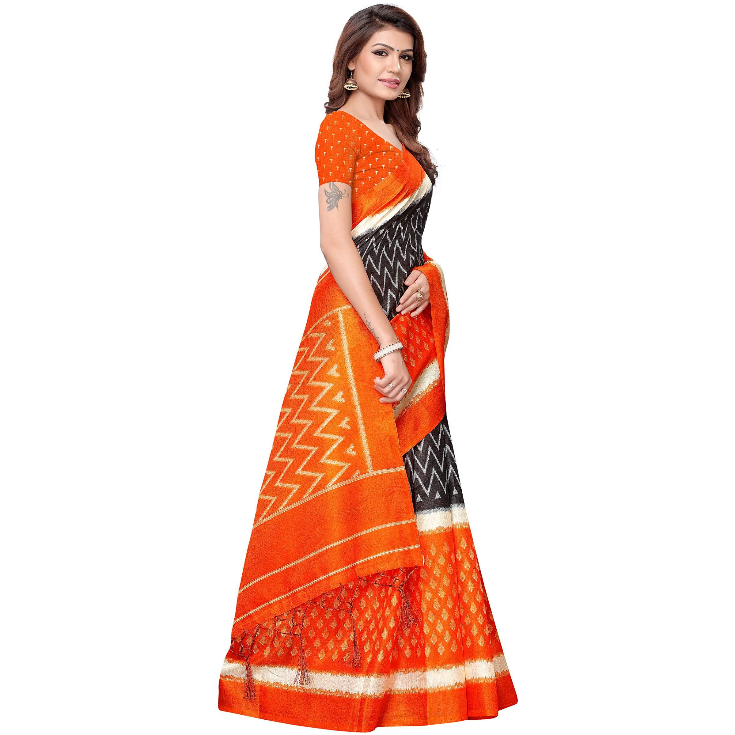 Yashika women's Georgette light weight saree with blouse piece (Multi-Color_Free_Size) SDPL-SNAP ORANGE
