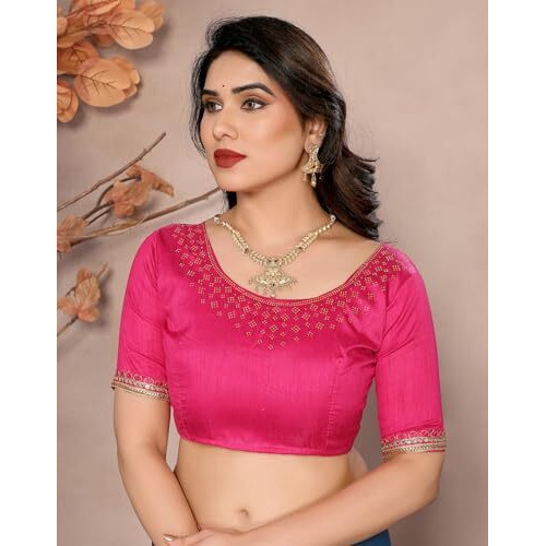 Yashika Women's Solid Color Georgette Zari Work Saree With Lace and Unstitched Blouse Material (AZ-YS-P1-NEEPA RAMA)