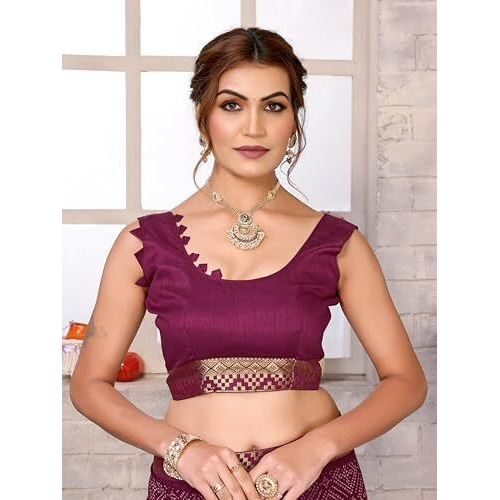 Yashika Women's Woven Latest Georgette Saree with Lace and Blouse Material (AZ-YS-P2-PADMINI-VANSHI-Parent-NEW_Maroon)