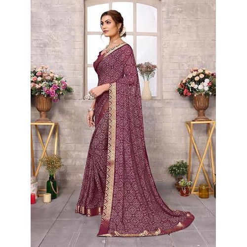 Yashika Women's Woven Latest Georgette Saree with Lace and Blouse Material (AZ-YS-P2-PADMINI-VANSHI-Parent-NEW_Maroon)