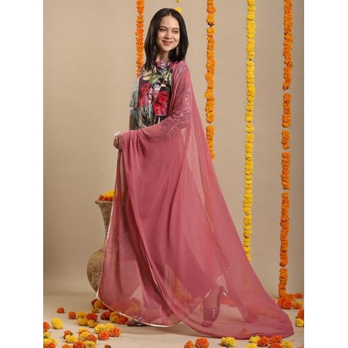 ANNI DESIGNER Women's Rayon Blend Straight Printed Kurta with Pant & Dupatta (Kulkarni MULTI-VKS01_XXL_Multi_XX-Large) Multicolour