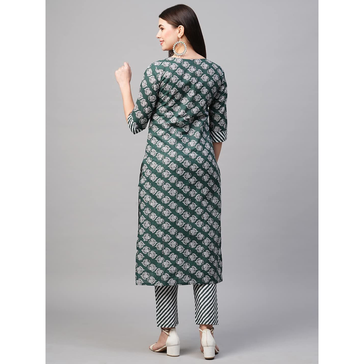 ANNI DESIGNER Women's Cotton Blend Printed Straight Kurta with Pant (Funnu Mehandi New_3XL_Mehandi_XXX-Large)