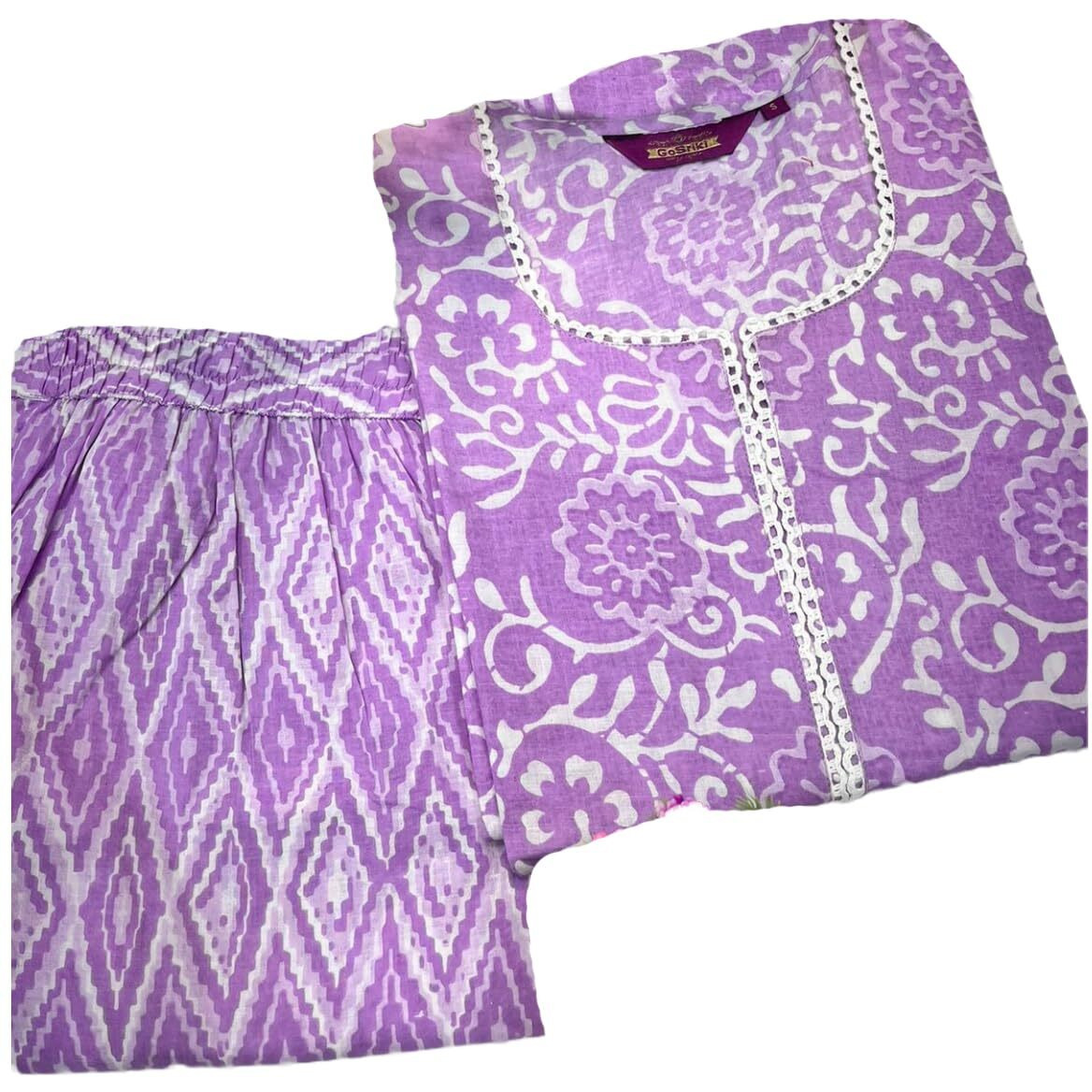 ANNI DESIGNER Women's Cotton Blend Straight Printed Kurta with Pant (Gulika Purple-JSW_XXL_Purple_XX-Large)