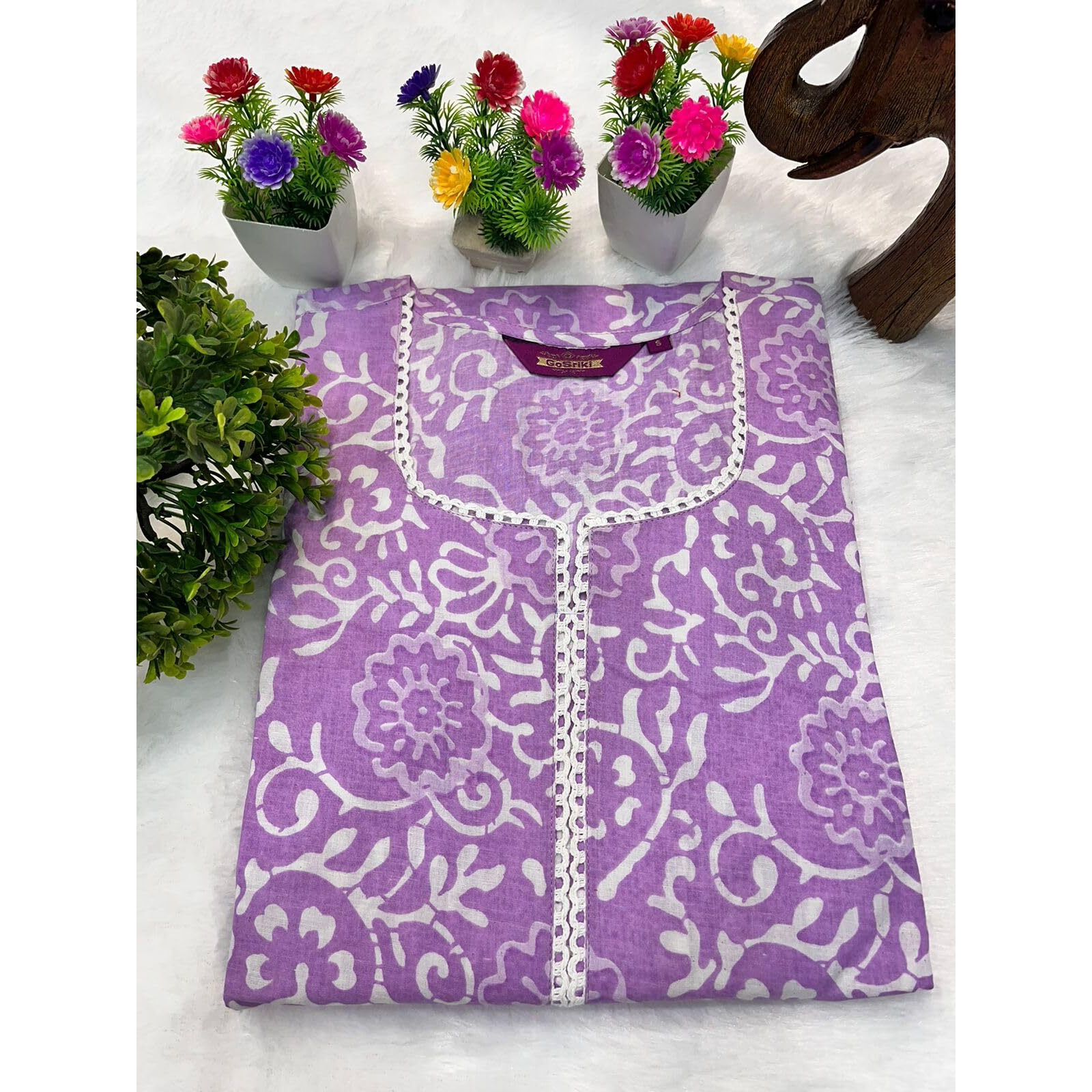 ANNI DESIGNER Women's Cotton Blend Straight Printed Kurta with Pant (Gulika Purple-JSW_XXL_Purple_XX-Large)