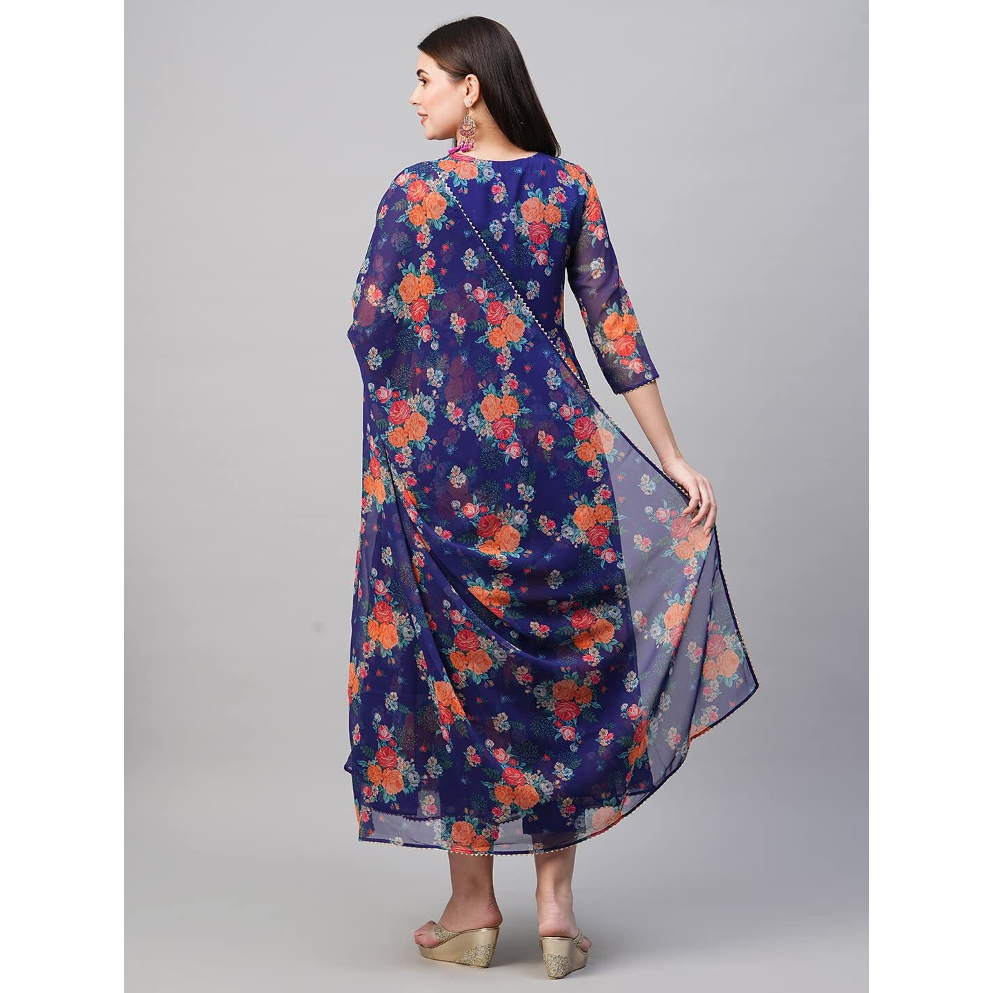ANNI DESIGNER Women's Georgette Anarkali Printed Kurta with Pant & Dupatta (Atasi Blue-Nw02_S_Blue_Small)