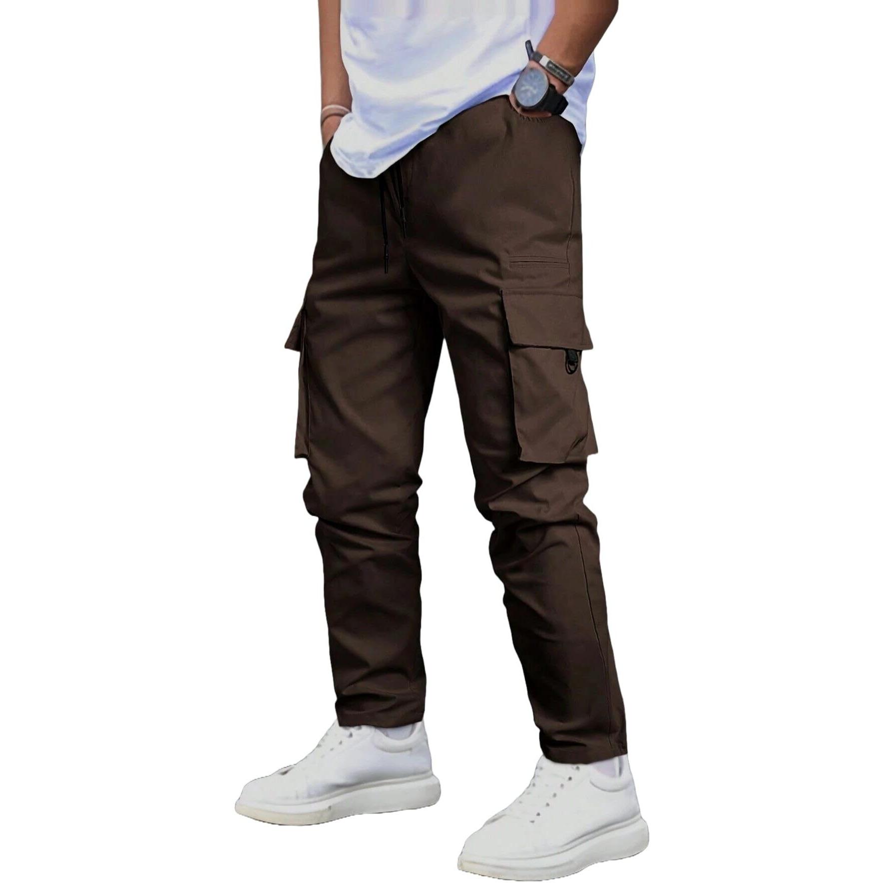 ANNI DESIGNER Men's Pure Cotton Casual Regular Fit Cargo with 4 Pockets (Kargo Brown_XL_Brown_X-Large)