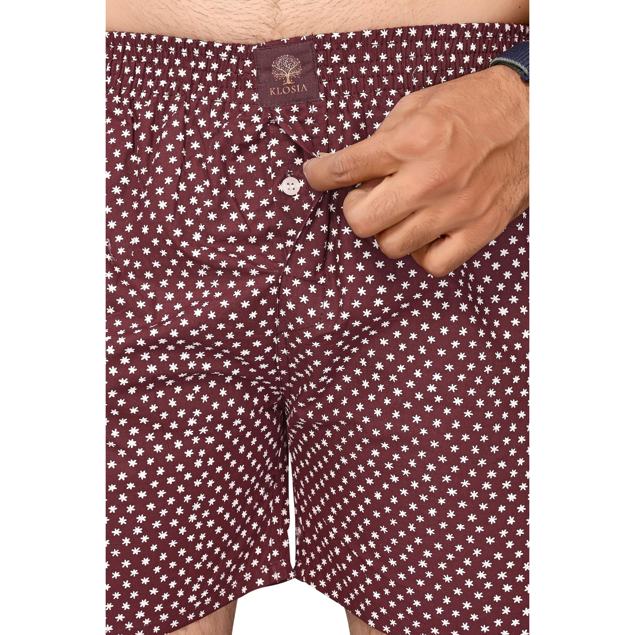KLOSIA Men's Cotton Printed Regular Boxer Shorts