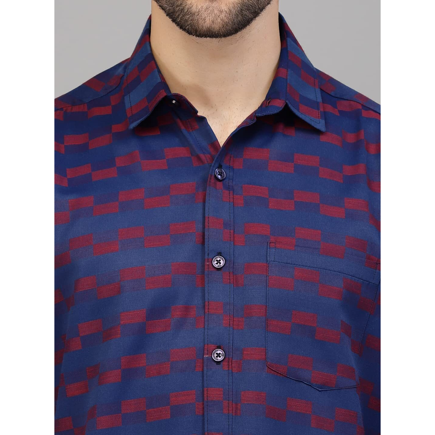KLOSIA Men's Printed Casual Shirts (Medium, Purple)